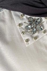 Modalamelif Yaka Taş Detaylı Oversize Gömlek Beyaz