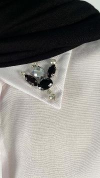 Modalamelif Yaka Taş Detaylı Oversize Gömlek Beyaz