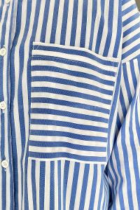 Blue Shirt Collar Long Arm Cotton Unprinted Shirt