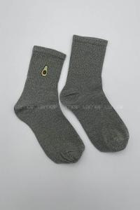 Modalamelif Avokado Nakışlı Soket Çorap Gri
