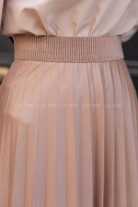 Modalamelif Deri Görünümlü Laklı Etek Sütlü Kahve