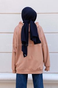 Modalamelif Mıchıgan Yazı Baskılı Kapüşonlu Sweat Sütlükahve