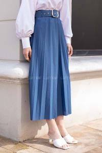 Modalamelif Geniş Kemerli Mira Etek İndigo