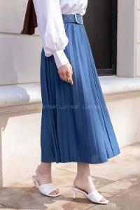 Modalamelif Geniş Kemerli Mira Etek İndigo