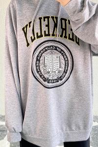 Modalamelif Berkeley Yazı Baskılı Kapüşonlu Sweat Gri