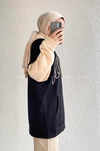 Modalamelif Boston Baskılı Garnili Sweat Siyah