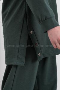 Modalamelif Yan Yırtmaç Detaylı Paça Lastili İkili Takım Zümrüt Yeşili