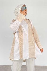 Modalamelif Asimetrik Garnili Tunik Bej