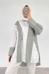 Modalamelif Asimetrik Garnili Tunik Yeşil