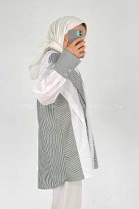 Modalamelif Asimetrik Garnili Tunik Yeşil