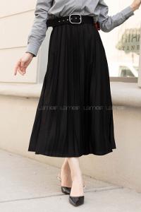 Modalamelif Geniş Kemerli Mira Etek Siyah