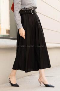 Modalamelif Geniş Kemerli Mira Etek Siyah