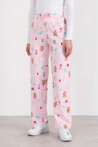 Pink Shirt Collar Long Arm Without Accessories Cotton Fabric Regular Trousers Comfortable Pyjamas