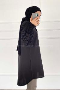 Black Shirt Collar Long Arm Viscose Fabric Printed Shirt