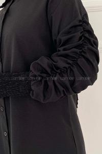 Black Shirt Collar Long Arm Viscose Fabric Printed Shirt