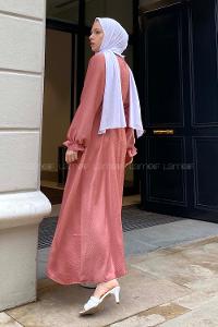 Rose Medium Crew Neck Cotton Fabric Unprinted Dresess