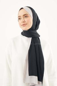 Modalamelif Siyah-Gri Monogram Şal