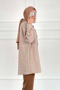 Stone Shirt Collar Long Arm Cotton Unprinted Shirt