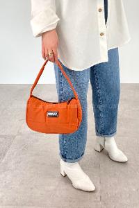 Orange Buckle Skin Hand Bag Bag