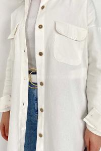 Modalamelif Kapak Cepli Oversize Gömlek Ekru