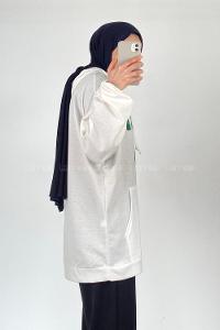 Modalamelif Kapüşonlu Atlanta Baskılı Sweatshirt Ekru