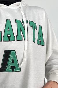 Modalamelif Kapüşonlu Atlanta Baskılı Sweatshirt Ekru