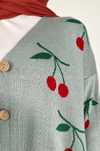 Modalamelif Kiraz Desenli Hırka Çağla