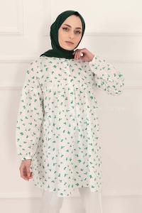 Modalamelif Hakim Yaka Desenli Tunik Yeşil