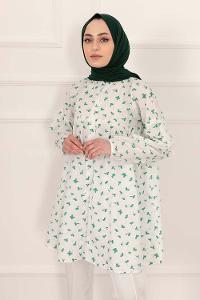 Modalamelif Hakim Yaka Desenli Tunik Yeşil