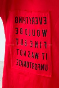 Modalamelif Everything Baskılı  Duble Kol Yan Yırtmaçlı T-Shirt Kırmızı