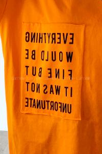Modalamelif Everything Baskılı  Duble Kol Yan Yırtmaçlı T-Shirt Oranj