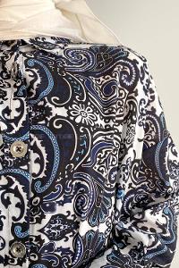 Modalamelif  Kilim Desen Dijital Baskı Gömlek Ekru- Mavi