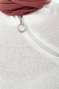 Lamelif Çapraz Fermuar Detaylı Body Beyaz