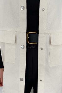 Lamelif Önü Çıtçıt Düğmeli Yelek Krem