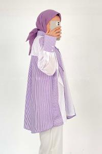 Modalamelif Asimetrik Garnili Tunik Lila