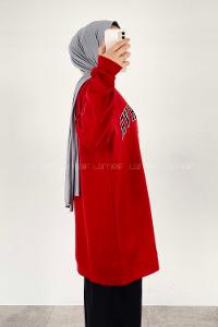 Modalamelif Bisiklet Yaka WRSTBHVR BERLİN Yazı Baskılı Sweat Kırmızı