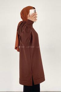 Modalamelif  Koala Nakışlı Kapüşonlu Tunik Acı Kahve