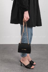 Black Buckle Skin Hand Bag Bag