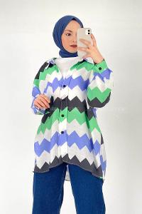 Green Shirt Collar Long Arm Cotton Unprinted Shirt