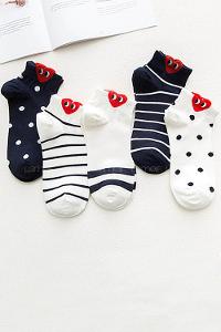 Lamelif Kalpli Çizgili Yarım Kolej Kadın Çorap 5 Çift