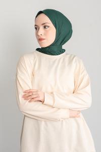 Modalamelif Çıtçıtlı Pratik Penye Hijab Bone Zümrüt