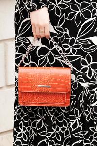 Orange Buckle Skin Hand Bag Bag