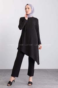 Black Crew Neck Long Arm Without Accessories Ayrobin Regular Trousers Comfortable Suit