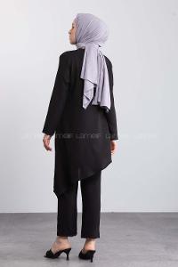Black Crew Neck Long Arm Without Accessories Ayrobin Regular Trousers Comfortable Suit