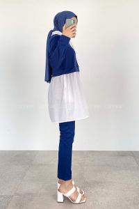 Indigo Neckband Long Arm Without Accessories Cotton Regular Trousers Comfortable Suit