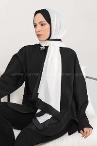 Modalamelif Kırık Beyaz-Siyah Monogram Şal