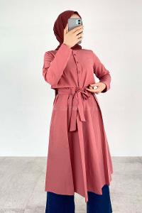 Modalamelif Önü Düğmeli Yazlık Trenç Gül