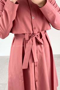 Modalamelif Önü Düğmeli Yazlık Trenç Gül