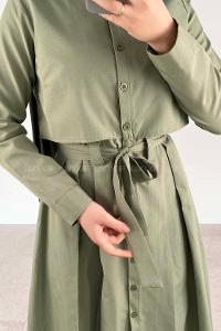 Modalamelif Önü Düğmeli Yazlık Trenç Haki