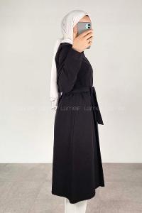 Modalamelif Önü Düğmeli Yazlık Trenç Siyah